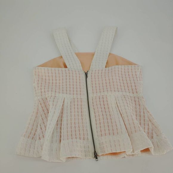 Anthrpologie Maeve White Sleeveless Basket Weave Peplum Top Sz 6P - Picture 9 of 9